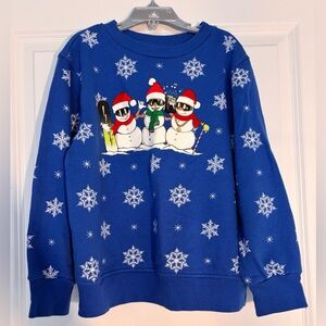 Boys’ ‘Mad Engine’ winter Christmas snowman crewneck sweatshirt - Size Small